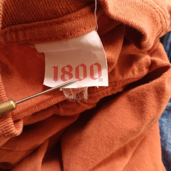 Vintage T-shirt Large 1990's 1800 Tequila Rust Orange Embroidered Logo Cotton - Picture 5 of 5